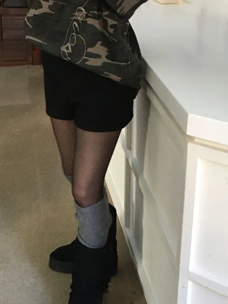 Merlin high-waist knit fleece shorts