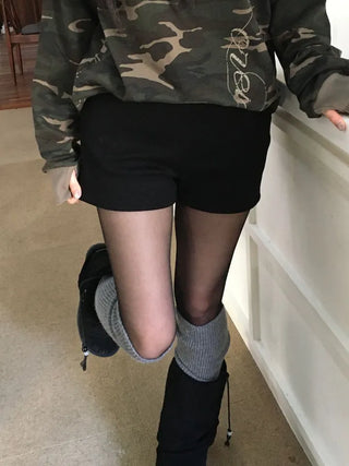 Merlin high-waist knit fleece shorts