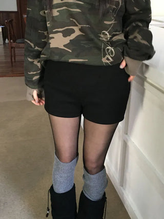 Merlin high-waist knit fleece shorts