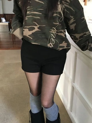 Merlin high-waist knit fleece shorts
