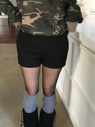 Merlin high-waist knit fleece shorts