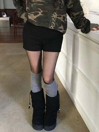 Merlin high-waist knit fleece shorts
