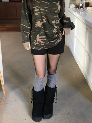 Merlin high-waist knit fleece shorts