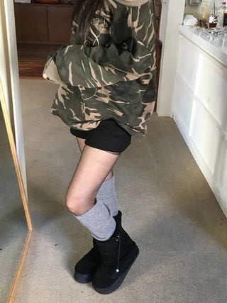 Merlin high-waist knit fleece shorts