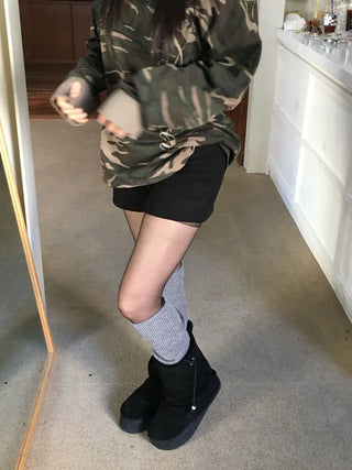 Merlin high-waist knit fleece shorts