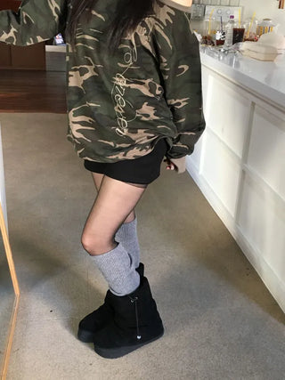 Merlin high-waist knit fleece shorts