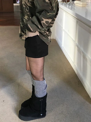 Merlin high-waist knit fleece shorts