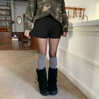 Merlin high-waist knit fleece shorts