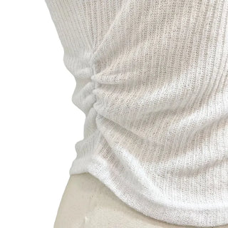 Pins One-Shoulder Ribbon Strap Layered Sheer Summer Short Sleeve Knit