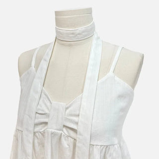 Poety Vintage Flare Ribbon Sleeveless Sleeveless Blouse Muffler Set