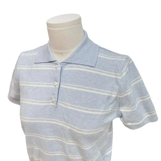 Luapi Stripe Collar Neck Basic Crop Short Sleeve Knit