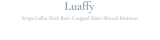 Luapi Stripe Collar Neck Basic Crop Short Sleeve Knit