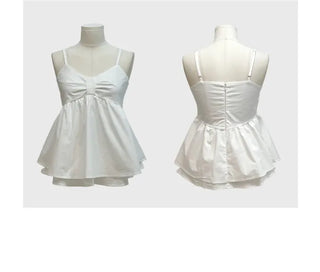 Miette Ribbon Tiered Bustier Sleeveless Nashi Adjustable Straps Blouse