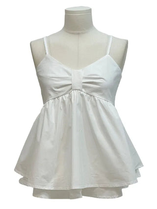 Miette Ribbon Tiered Bustier Sleeveless Nashi Adjustable Straps Blouse