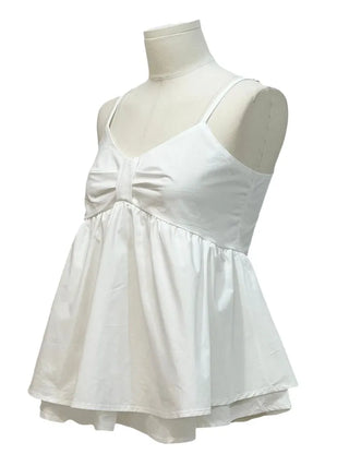 Miette Ribbon Tiered Bustier Sleeveless Nashi Adjustable Straps Blouse