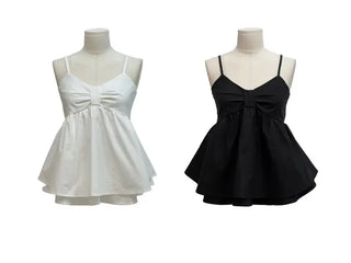Miette Ribbon Tiered Bustier Sleeveless Nashi Adjustable Straps Blouse