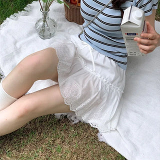 Pure Butter Halter Neck Slim Fit Striped Square Neck Short Sleeve Ribbed Short Sleeve Knit