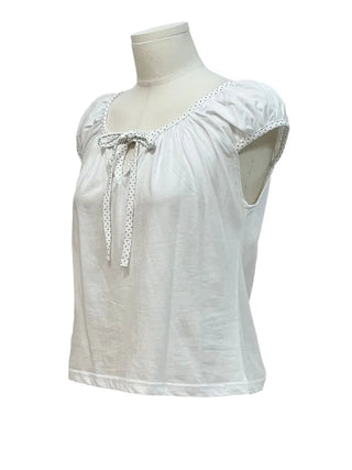 Ruruko Ribbon Dot Strap Team Binding Puff Short Sleeve T-Shirt