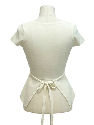 Release back team ribbon strap slim fit short sleeve square neck short sleeve knit
