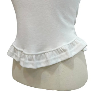 Climmy Frill Deep Round Inner Short Sleeve Basic Crop T-Shirt