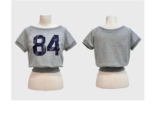 Longi one-shoulder cropped printed shibori short sleeve man-to-man t-shirt