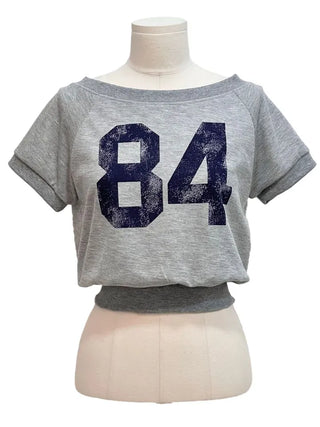 Longi one-shoulder cropped printed shibori short sleeve man-to-man t-shirt