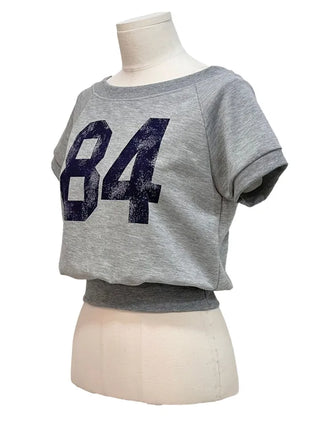 Longi one-shoulder cropped printed shibori short sleeve man-to-man t-shirt