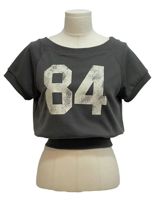 Longi one-shoulder cropped printed shibori short sleeve man-to-man t-shirt