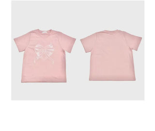 Abi Heart Ribbon Print Short Sleeve Slim Short Sleeve T-Shirt