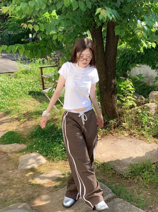 Abi Heart Ribbon Print Short Sleeve Slim Short Sleeve T-Shirt