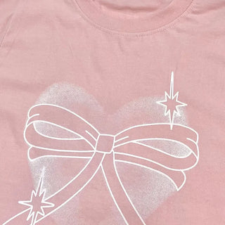 Abi Heart Ribbon Print Short Sleeve Slim Short Sleeve T-Shirt