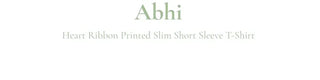 Abi Heart Ribbon Print Short Sleeve Slim Short Sleeve T-Shirt
