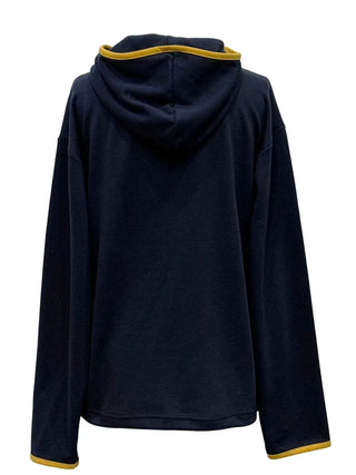 Lazy Diagonal Zipper Warmer String Two-Color Hooded T-Shirt