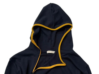 Lazy Diagonal Zipper Warmer String Two-Color Hooded T-Shirt