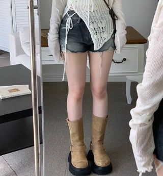 Yui's slim fit wave see-through slim long sleeve V-neck cardigan in