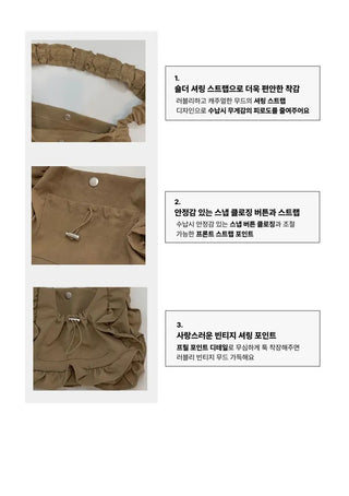 Elisa Vintage Frill Shirring Strap Nylon Shoulder Bag