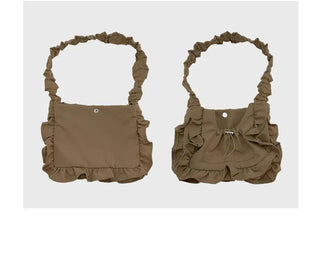 Elisa Vintage Frill Shirring Strap Nylon Shoulder Bag