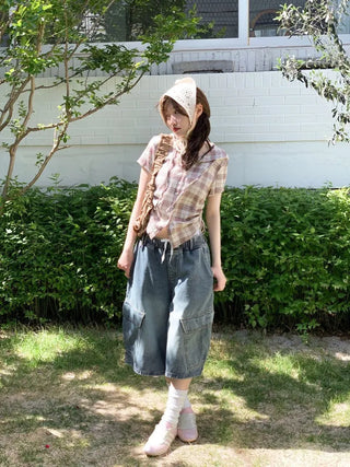 Elisa Vintage Frill Shirring Strap Nylon Shoulder Bag