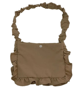 Elisa Vintage Frill Shirring Strap Nylon Shoulder Bag