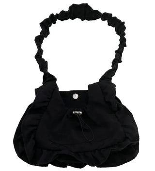 Elisa Vintage Frill Shirring Strap Nylon Shoulder Bag