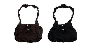Elisa Vintage Frill Shirring Strap Nylon Shoulder Bag