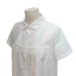 Baby Frill Pintuck Round Collar Check Cotton Short Sleeve Blouse