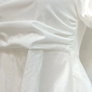 Hazel ribbon strap puff sleeve off-shoulder two-way frill shirring blouse