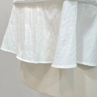 Hazel ribbon strap puff sleeve off-shoulder two-way frill shirring blouse