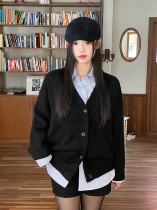 Hikari Loose Fit V-Neck Knit Cardigan