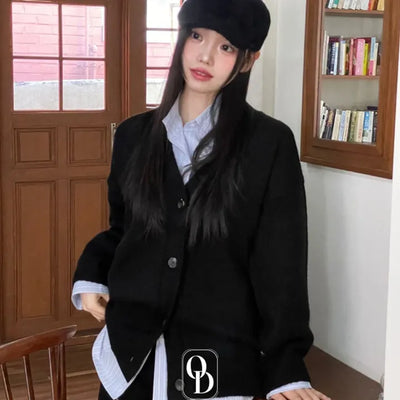 Hikari Loose Fit V-Neck Knit Cardigan