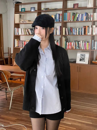 Hikari Loose Fit V-Neck Knit Cardigan