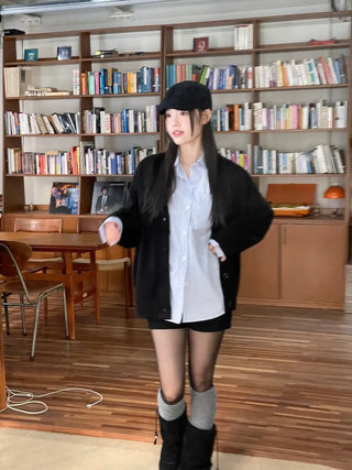 Hikari Loose Fit V-Neck Knit Cardigan