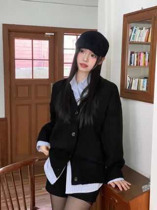 Hikari Loose Fit V-Neck Knit Cardigan