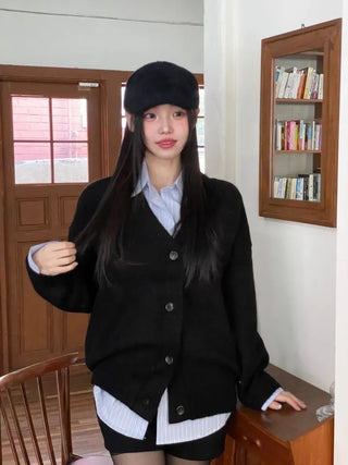 Hikari Loose Fit V-Neck Knit Cardigan